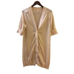 Banana Republic Cream Cotton/Wool Short Sleeve Longline Cardigan Large